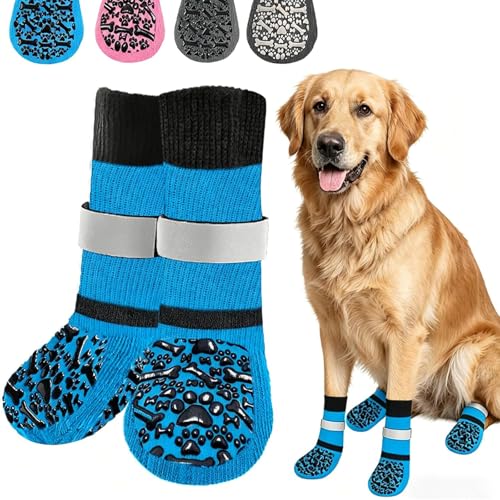 HeavenEye chaussettes chien anti-léchage grip maximum L bleu os