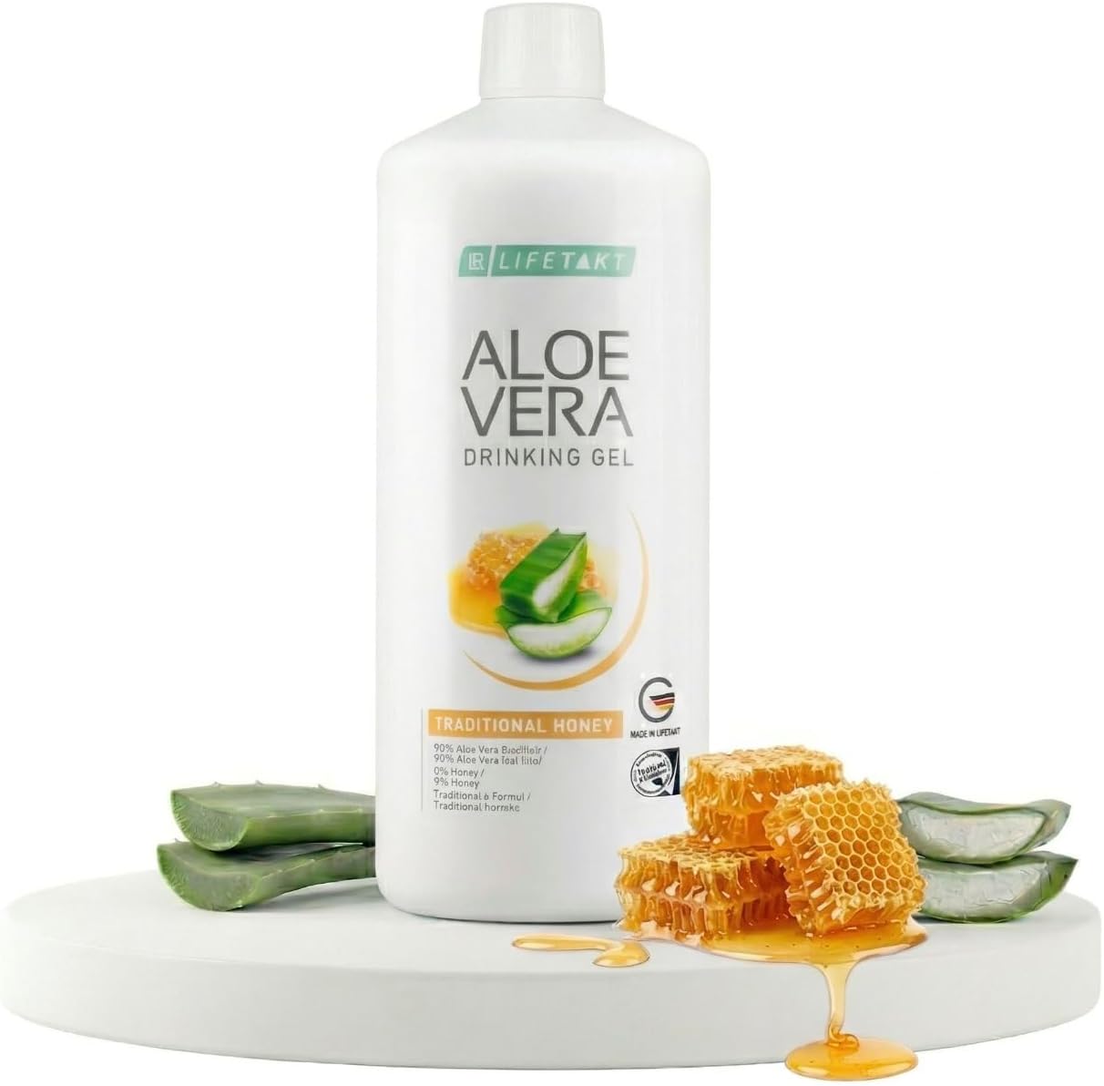 LR Health & Beauty Aloe Vera Drinking Gel Honey Vitamin C 90% Aloe Vera Leaf Gel 9% Honey Daily Wellness Nutrition Drink for Adults Women Men - 1000 ml/33.8 fl.oz.
