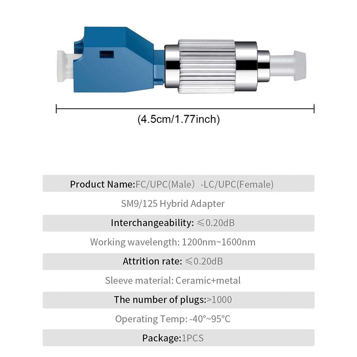10 Pcs Single Mode 9/125um FC Male to LC Female VFL Fiber Optic Adapter and 10 Pcs Singlemode LC/UPC Fiber Optic Loopback Adapter Tester - SM Duplex Connector Test Plug for Optical Cable Testing