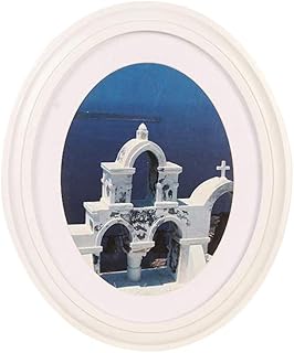 IMIKEYA Cornice Ovale in Legno con Decorazione da Appendere a Parete 7 Pollici - Invia Unghia Senza Cuciture (Bianco)