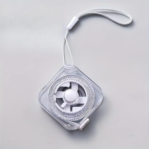 2M 6FT Cute Mini Soft Tape Measure Retractable Lock Clear Cm Inch Scale for Tailor Home Waist Bust Height Measurement Durable Wipeable Transparent Case Hanging Loop (Grey)