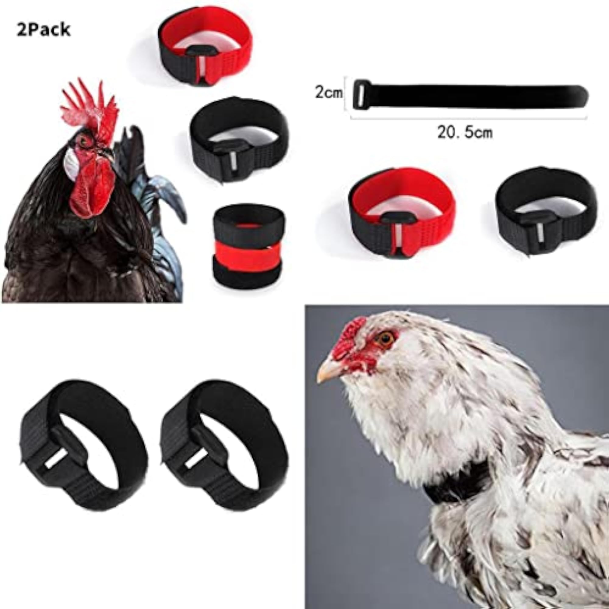 2pcs No-Crow Rooster Collar Noise Neck Belt for Roosters