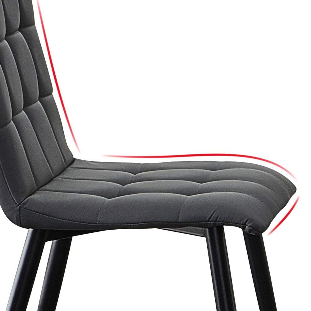 OFCASA Set of 2 Faux Leather Dining Chair Grey High Back Upholstered