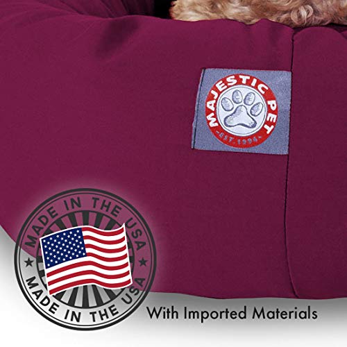 Image of 40 inch Burgundy & Sherpa Bagel Dog Bed By Majestic Pet Products