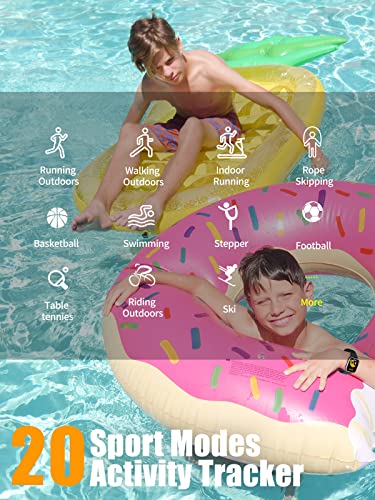 Mgaolo Kids Smart Watch For Boys Girls,Games Fitness Tracker With Hr Sleep Monitor,Sport Activity Tracker With Pedometer For Fitbit Steps Calories Counter,Diy Watch Face Touchscreen (Black) #TOP2