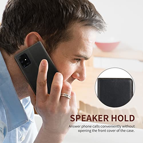 Bonhulle Case For Samsung Galaxy A51 4G (Not For A51 5G Version), Luxury [Nappa Leather][Rfid Blocking] Flip Cover Purse Case With Card Slots + Kickstand, Minimalist Wallet For Galaxy A51 4G (Black) #TOP3