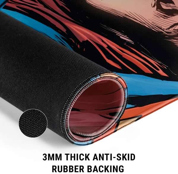 Skinit Large Gaming Mouse Pad - Officially Licensed Superman Super Strength Design with Stitched Edges, Waterproof, Non-Slip Rubber Base, Desk Mat for Keyboard & Mouse, 31.5" x 11.8" inches