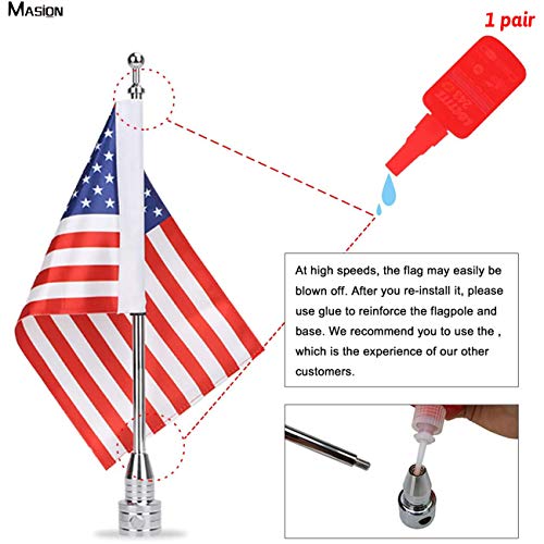 Masion 2 Pcs Motorcycle Flag 6 X 9 Flag Red American Flag For Harley Davidson Yamaha Honda Goldwing Cb Vtx Cbr Chrome Stainless Steel Flagpole Fit 1/2 Motorcycle Luggage Rack #TOP4