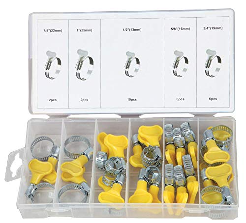 Duratool Hose Clip Thumbturn Assortment Pack - 26pc, Automotive & General Use, 13-25mm - D01883