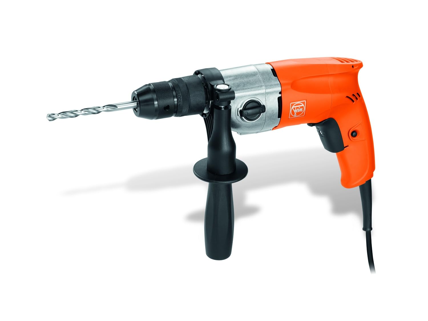 FEIN Perceuse à une vitesse rapide jusqu’à 10 mm, BOP 10-2, 500 W,Rotation droite/gauche, Mandrin de serrage de précision en métal, plage de vitesse pour l'acier et l'acier inoxydable, Câble de 5 m.