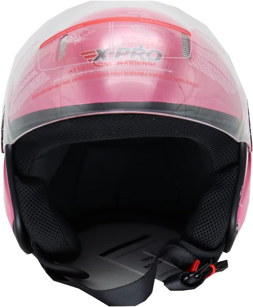 X-Pro Adult DOT Approved Open Face Motorcycle Helmet (X-Large, Pink 2022)