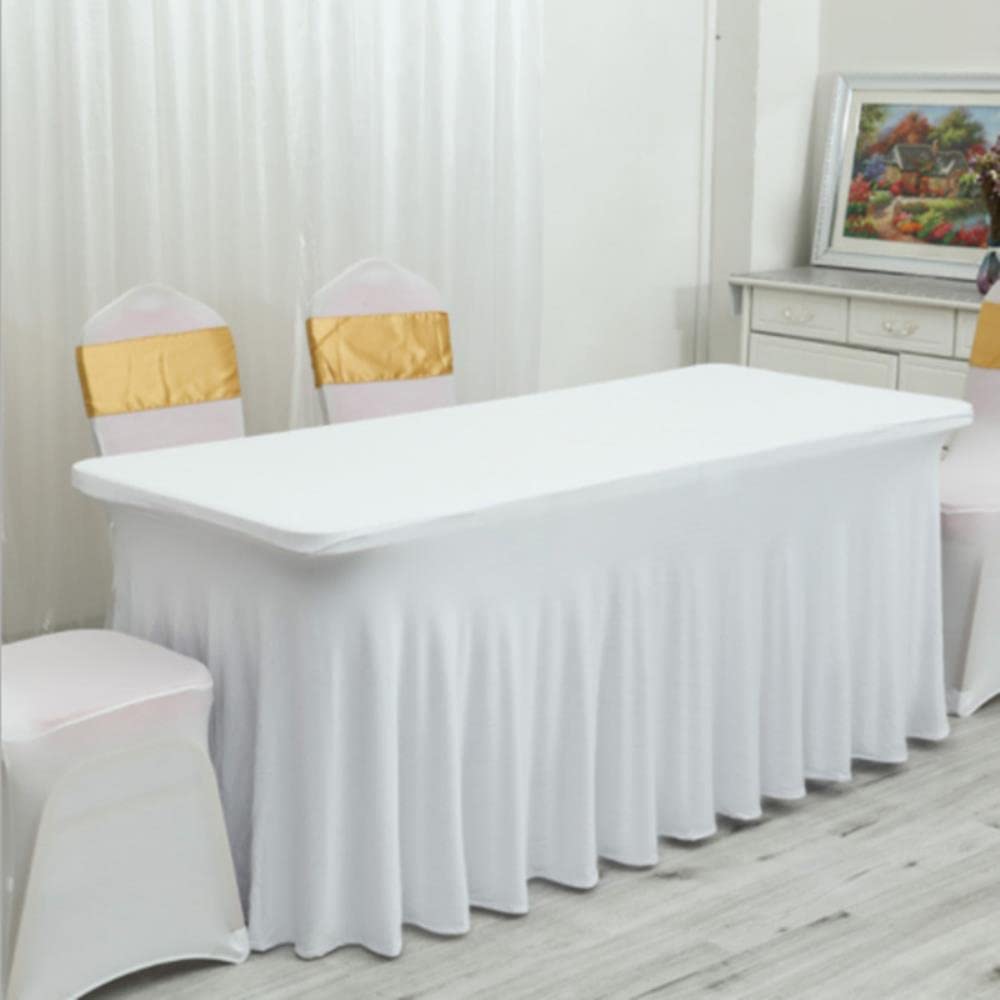 Rettangolo Arruffato Lycra Spandex Tovaglia Elastico Matrimonio Lungo Tovaglia Hotel Decorazione Del Partito Stretch Gonna Tovaglia