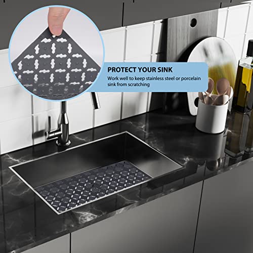 Top-spring Sink Mat, 2Pcs Kitchen Sink Protector Mat for Ceramic/Stainless Steel Sinks, Cut to Size Draining Mat 30 x 40cm (Grey) - Image 3