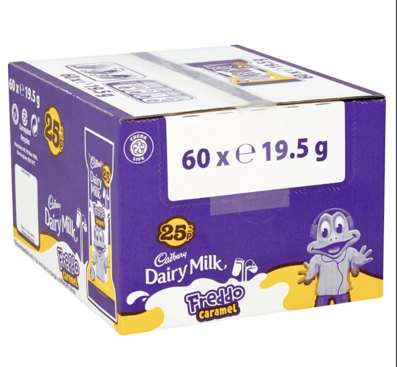 Dairy Milk Freddo Caramel FULL BOX Frog Chocolates 19.5g x 60 Mini Chocolate Bars Multipack Fun Size Bulk