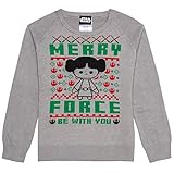 Star Wars Women's Ugly Christmas Sweater, Leia/Grey, M