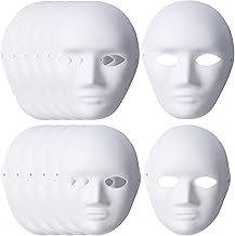 12PCS DIY Full Face Masks, Plain Paper Mache Masks, Masquerade Masks, Mardi Gras Masks, Cosplay Halloween Party White Masks