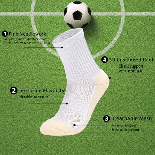 2/4 Sets Youth Grip Soccer Socks with Shin Guard Sleeves Kids Sleeve Socks for Boys Girls 7-14 for Soccer Basketball2