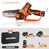 ValueMax Mini Chainsaw, 4" Cordless Electric Chain Saw with 2 Batteries 1H Quick Charger, One-Handed 12V Small Garden Saw Portable for Pruning Trees Branch Wood Cutting - Image 6
