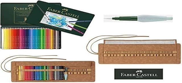 Faber Castell A.Dürer Watercolour Pencils Metal Case + Water Brush + Pencil Roll Art & Graphic Set of 36