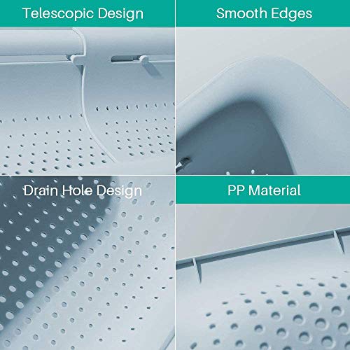 Extendable Strainer Basket Over The Sink Colander Vegetables Noodle Pasta Food Drain Basket Space Saver Portable Drainer (Grey) #TOP4