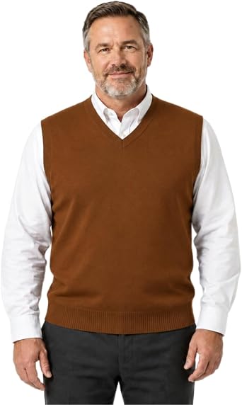 Krumba Mens Cotton Sweater Vest Lightweight V-Neck Knit