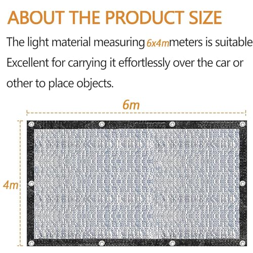 Hagelschutznetz für Auto, Schattiernetz aus perforiertem Aluminium, 6 x 4 m, Schattennetz für Hunde, UV-Schutz, geeignet für Auto, SUV, Wohnwagen, Straße, Camping