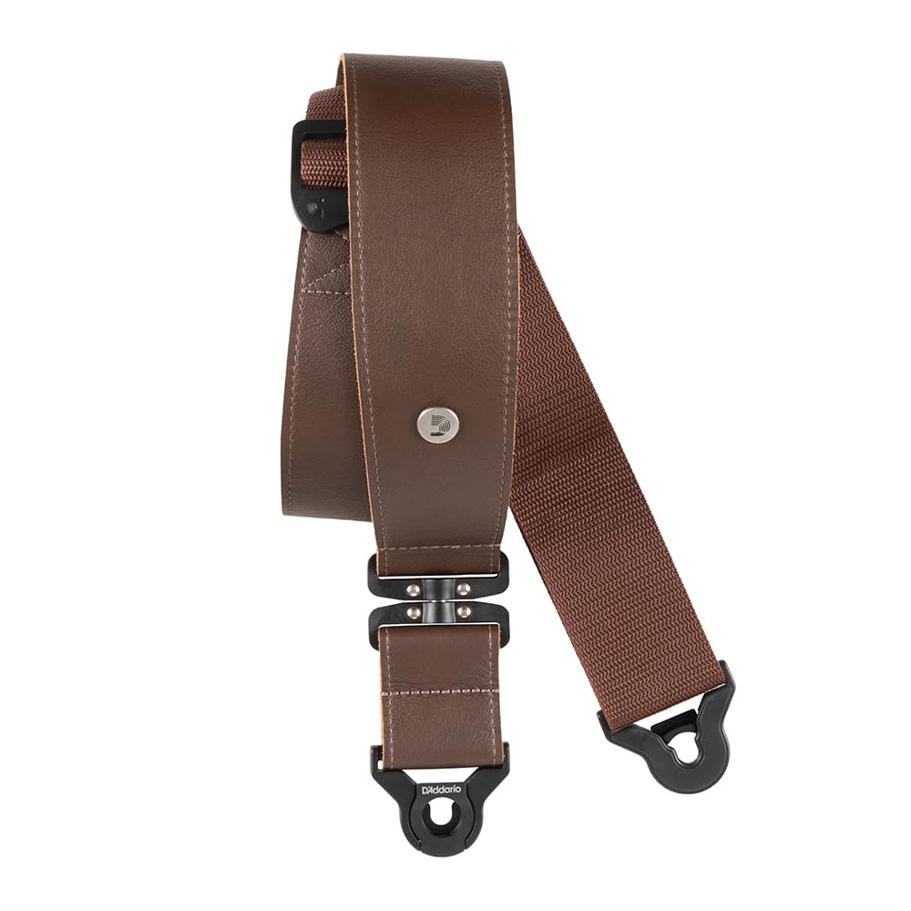 D'Addario Comfort Leather Auto Lock Swivel Strap, Brown | D'Addario, Evans und ProMark Zubehör bietet robuste Materialien, zuverlässige Leistung und bühnenbereite Unterstützung.
