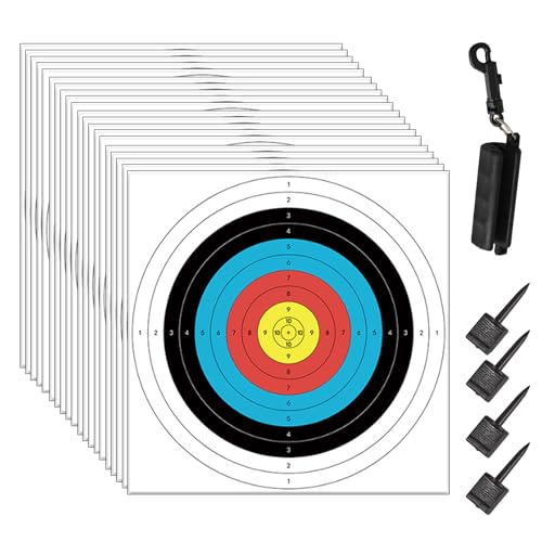 S F Archery Target,30pcs Archery Targets for Backyard,Targets Paper Standard Archery with Arrow Puller Target Nail,Bow Target for Hunting and Target Practice(15.7x15.7in), White