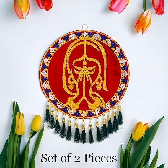 Generic IshraDecor Traditional Wall Hanging Decor, Round Hanging Welcome Design Home Decor Set of 2 (Size: 16Inch Diameter) Round, Multicolor (Welcome1)