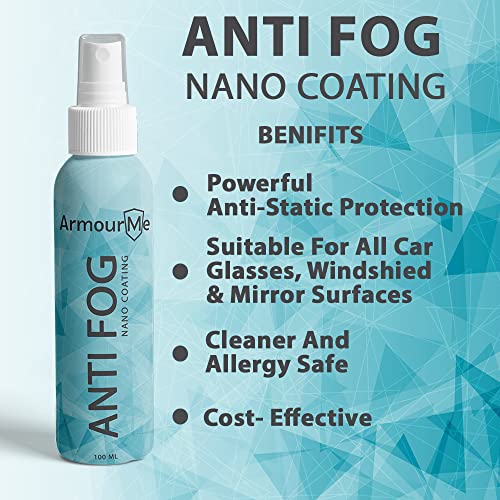 Image of Anti Fog Spray | Anti Mist for Glass & Plastic| Treatment For Car Window, Windshield, Glass, Mirror, Helmet| Glass Cleaner and Protector to Increase Visibility |with Microfiber Cloth (100 Ml)
