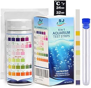 SJ WAVE 6 in 1 Aquarium Test Strip for Freshwater Aquarium | Fast & Accurate Water Quality Testing Strips for Aquariums & Ponds | Monitors pH, Hardness, Nitrate, Temperature and More (100 Tests)
