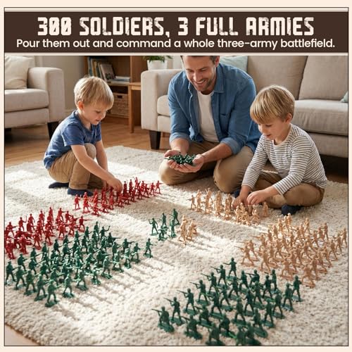 3 otters 300PCS Toy Soldiers Set, Army Men Figures Military Toys for Boys, Kids Toys Birthday Gift, 3 Colors