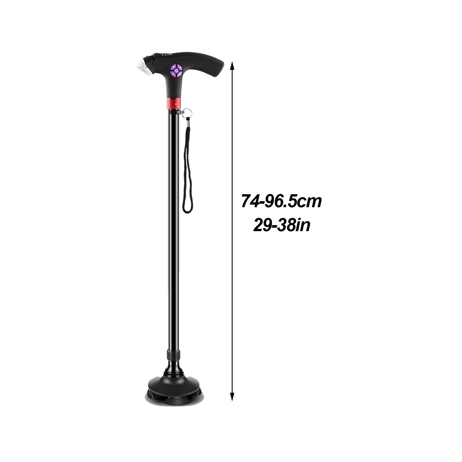 Bastón de Paseo Bastones para Mayores Con la altura de la altura de la altura, el bastón ajustable, el bastón que camina antideslizante con DIRIGIÓ Lightwith Monedas Ergonómicas, Ayuda de Apoyo y Esta