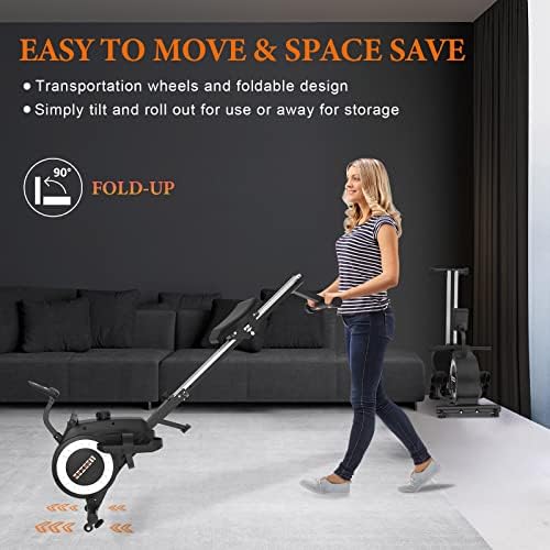 Rowing Machine - Foldable Rowing Machine with LCD Monitor, Enhance 16 Level Magnetic Resistance for Full-body workout, Space Saving Design Magnetic Rowing Machine for Home Gym, Upgrade Flywheel