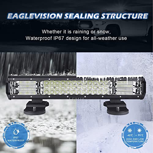 Lemil Led Light Bar 18'' 252W Magnetic Light Triple Row Lights Cigarette Lighter Plug Flood Spot Combo Beam 12V Work Light High Power Wire Harness Kit Fog Driving Light Offroad Truck 4X4 Pickup Atv #TOP5