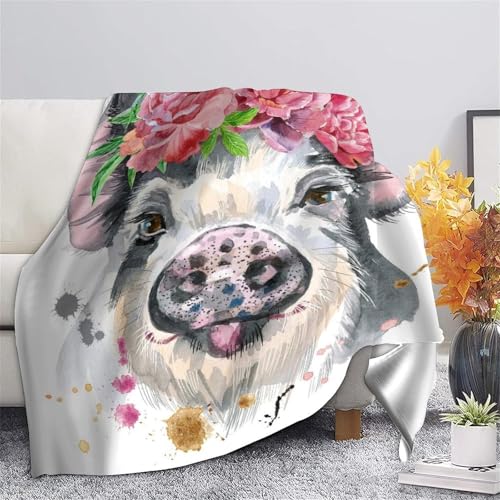 Couverture lit cochon 3D aquarelle en microfibre de prestige et douce - 5