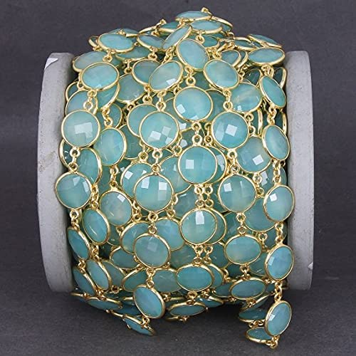 Chaîne aqua chalcedony argent 925 vermeil pour bijoux haute qualité