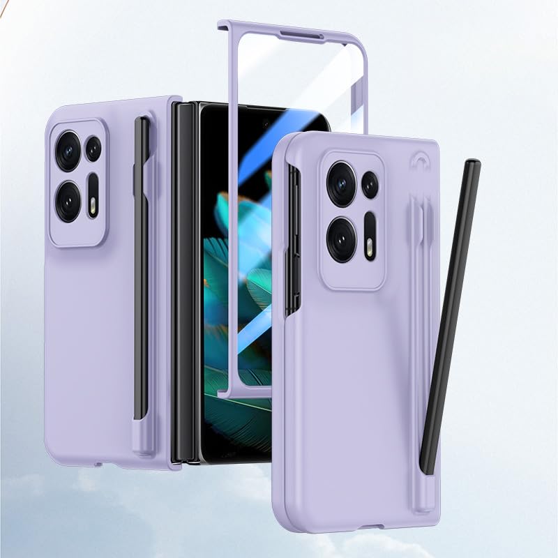 Coque Oppo Find N2 violette avec porte-stylo intégrale et antichoc