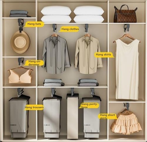 頑丈なズボンハンガー - 省スペースの引き出し式ラック。パンツ、スカーフ、スカート、下着、帽子用。耐荷重25kg。クローゼットオーガ