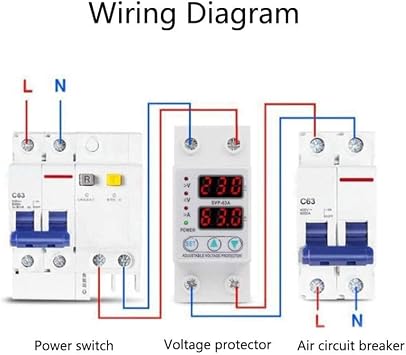 Voltage Protector Current Protector Single Phase Adjustable Intelligent Double LED Display AC230V 63A