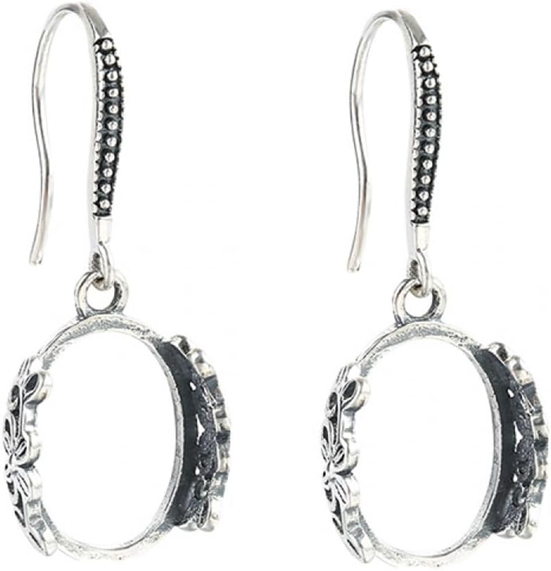 Thai Sterling Silver CZ Hook Earring Tray Bezel Earring Hook Blank fit 11X15mm Oval Cabochon Setting Earring Findings for DIY Jewelry Making