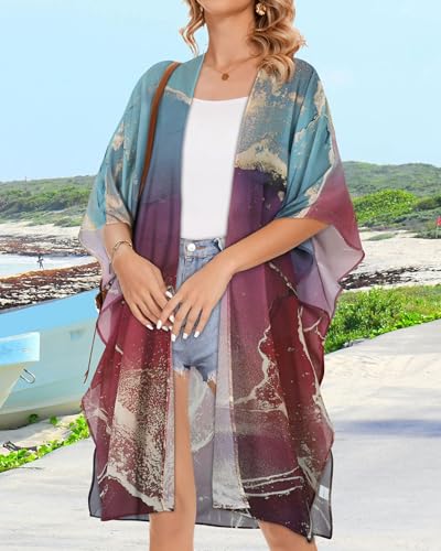Image of Women's Kimono Beach Cover up for Summer Bathing Suits Cardigans Casual Loose Swimwear 2026