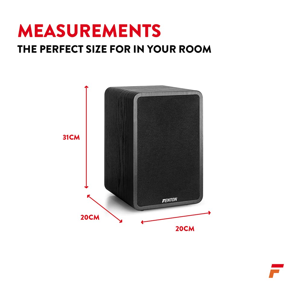 Fenton SHFB65 HiFi Bookshelf Speakers - 200W 6.5-Inch Stereo Speakers, Home Speakers, Wooden Finish, Bookshelf Speakers (Pair), Powerful Sound, Ideal for Home Audio Systems and Music Lovers