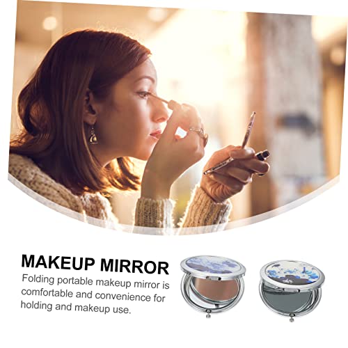Beavorty 2Pcs Beauty Double Mirror Handheld Mirrors Collapsible Tote Womens Tote Handbags Portable Round Mirror Small Makeup Mirror Pocket Mirror Two-Sided Makeup Mirror Folding Mirror Mini #TOP5