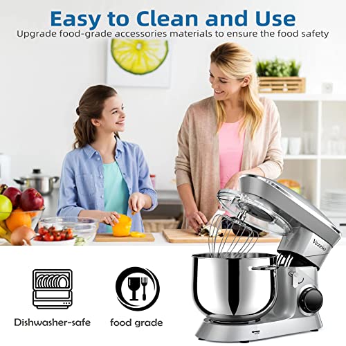 9.5 Qt Stand Mixer, 10-Speed Tilt-Head Food Mixer, Vezzio 660W Kitchen Electric Mixer with Stainless Steel Bowl, Dishwasher-Safe Attachments for Most Home Cooks (Silver) - Image 4