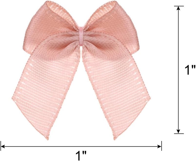 MECCANIXITY 50Pcs Mini Ribbon Bow 1" Mini Fabric Satin Ribbon Flower Bows for Craft DIY Sewing Wedding Birthday Party Gift Wrap Bows Pale Mauve image 2