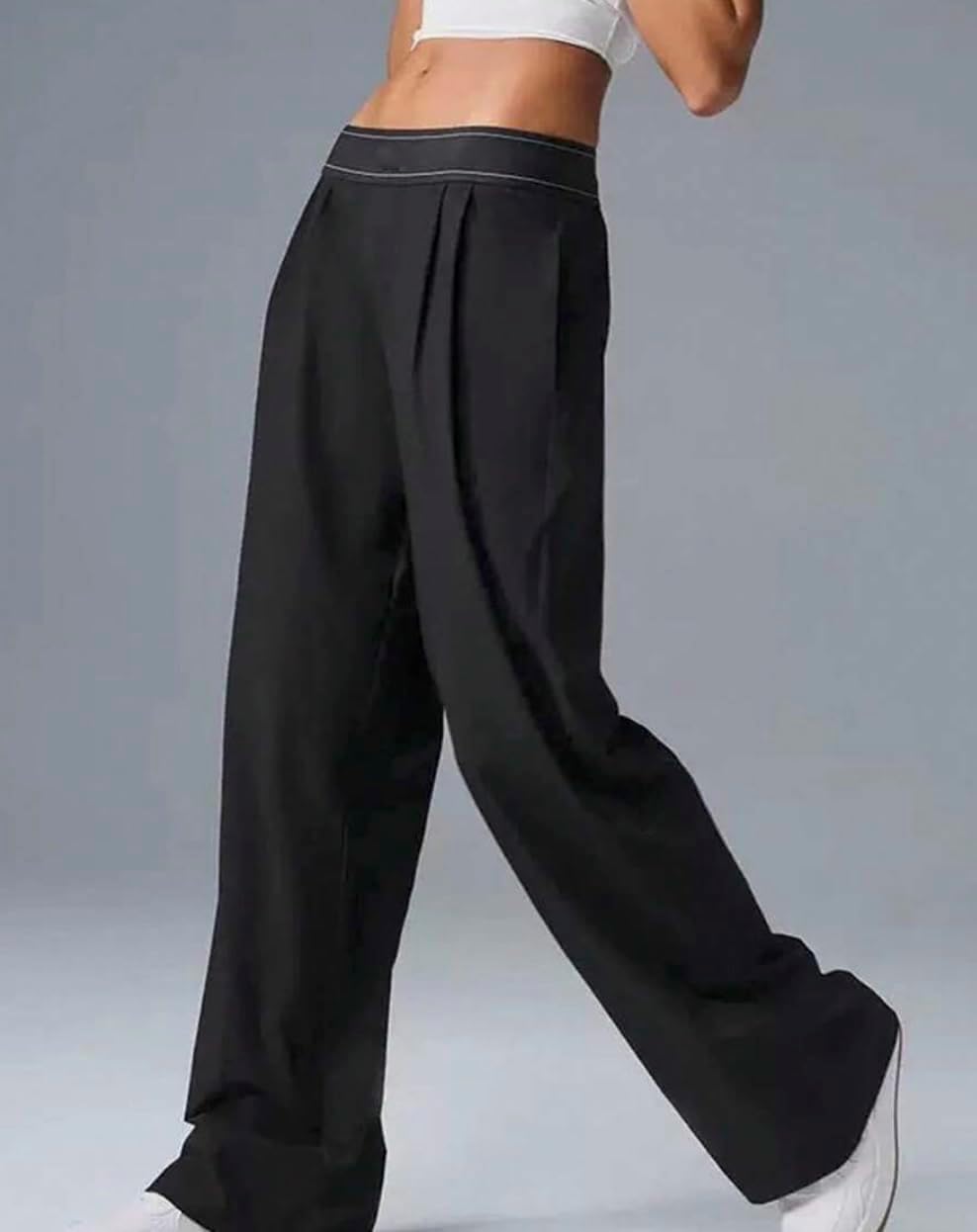 Womens Wide Leg Yoga Pants Casual Work Dress Pants Lounge Sweatpants Trousers with Pockets Suit Up Trousers - Image 3