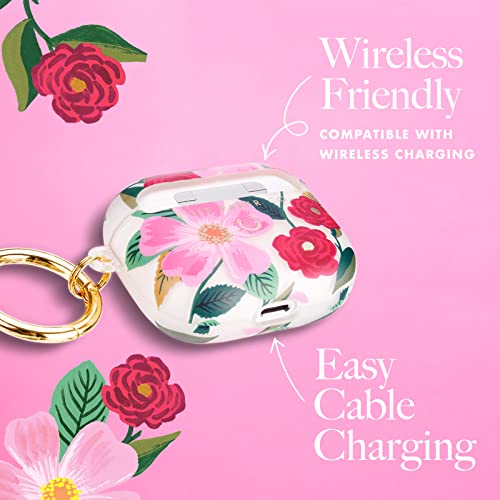 Rifle Paper Co. Airpods 3Rd Generation Case With Keychain [Wireless Charging Compatible] [Visible Led] Protective Case For Airpods 3 With Floral Design, Anti Scratch, Slim, Shockproof - Rose Garden #TOP4