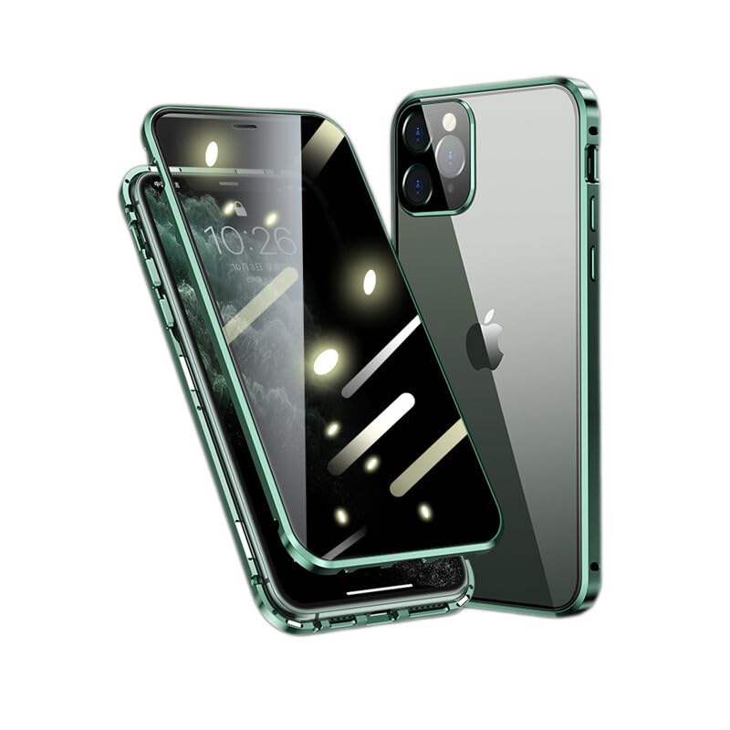 Protection intégrale iPhone 13 Pro Max coque verte magnétique avec verre confidentialité
