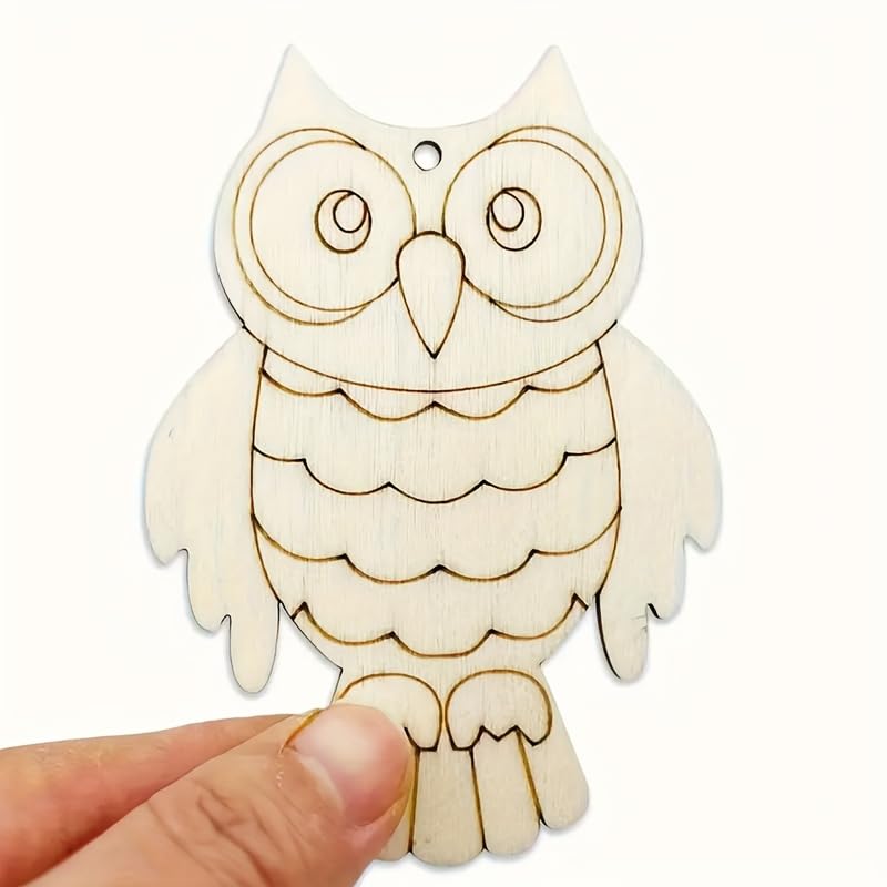 American Elm Wooden Owl Cutouts 10pcs for DIY Craft Projects | Rustic Wood Shapes for Painting, Halloween, Christmas, Easter, Home Decor-image-19